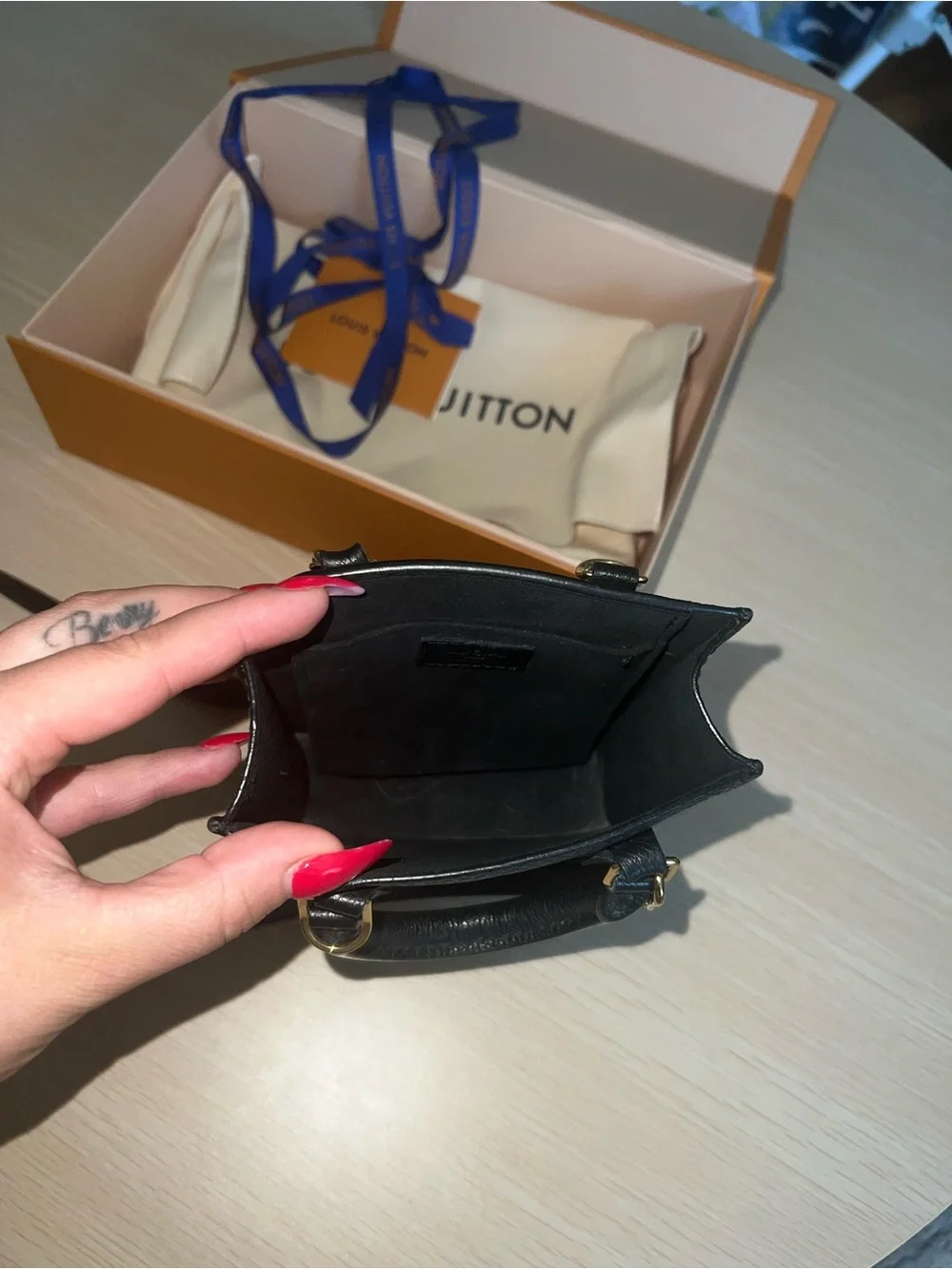 Louis Vuitton Black Sac Petite Tote Bag with Monogram Embossing